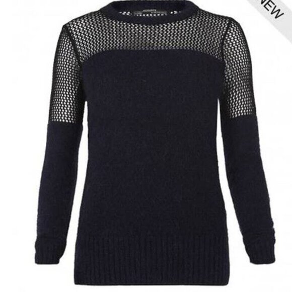 AllSaints Minako Angora Mesh Sweater Navy Blue Size 4 Small - Picture 4 of 15